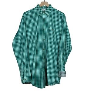 Wrangler 20X Button Down Shirt L Teal Navy Geometric Print Contrast Cuff Western